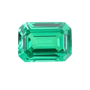 Synthetic Vivid Green Stones Loose Gemstone Octagonal Cut Synthetic Lab Grown Sapphire For Sale