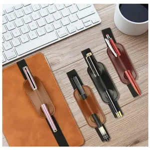 Lápis Caneta Elástica Ajustável PU Leather Pen Sleeve Lápis Bookmark Holder Mangas Protetoras Com Elástico para Notebook