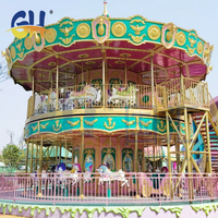 Manège à chevaux à double étage de style antique pour parc d'attractions, 56 places, pour enfants et adultes