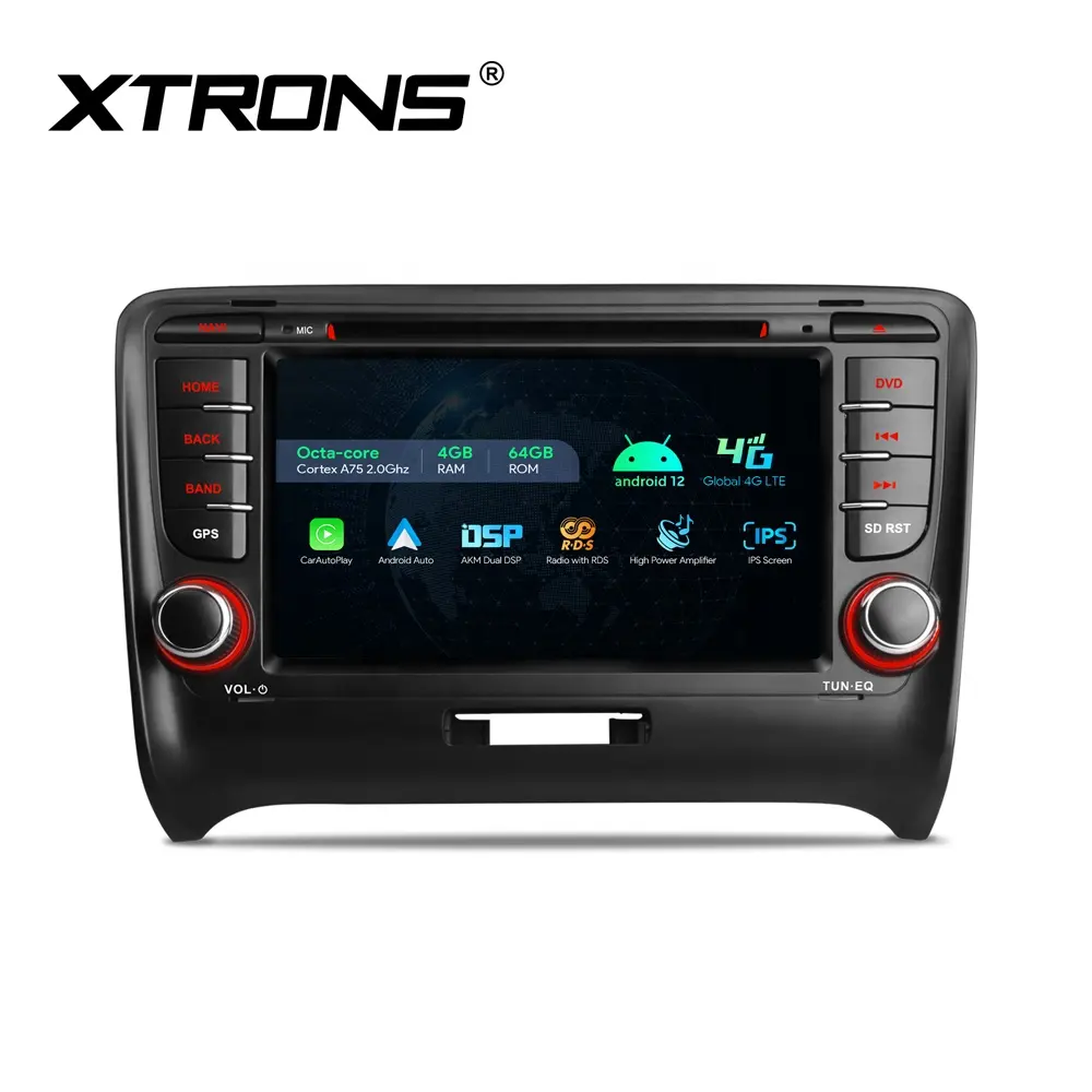 XTRONS 7 pouces autoradio 2 din android 12, lecteur dvd de voiture pour Audi TT MK2 8J avec GPS dans le monde entier 4G