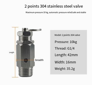 Spring-Type Pneumatic Safety Relief for Air Compressors Boiler Generator Accessories <b>Water</b> <b>Barrel</b>-Ball Gas 1/4" 3/8" 1/2" Ball S - Product Image 3