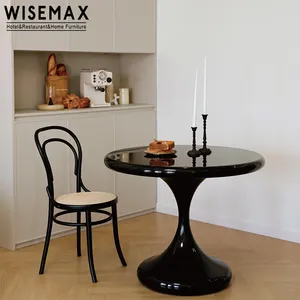 WISEMAX FURNITURE Modern home dining room furniture black or white round wood dining table for 6 to 8 seats