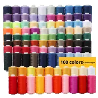 Benang jahit rumah tangga DIY buatan tangan 402 pola celup poliester warna-warni 400 yard 10 poros warna tetap untuk jahit tangan