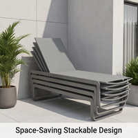 Chaise longue empilable moderne en aluminium pour l'extérieur, mobilier de piscine avec tissu respirant pour hôtel, plage, complexe hôtelier