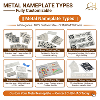 Pelat Nama Logam Anti Air dari Aluminium Stainless Steel dengan Ukiran Khusus untuk Peralatan Mesin