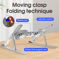 Nouveau support pliable pour ordinateur portable de 11 à 17 pouces, en alliage d'aluminium et plastique, avec deux ventilateurs réglables et éclairage RGB, portable pour bureau