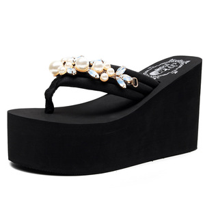 Sandali Estivi da <span class=keywords><strong>Donna</strong></span> <span class=keywords><strong>con</strong></span> <span class=keywords><strong>Tacco</strong></span> e Piattaforma, Cinturino <span class=keywords><strong>con</strong></span> Cristalli, Zeppa e <span class=keywords><strong>Infradito</strong></span> da Spiaggia - Product Image 2