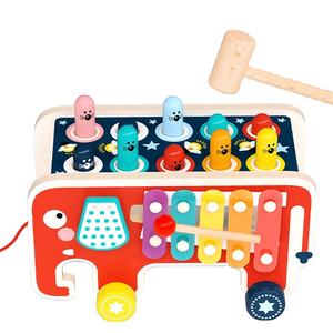 Jouets éducatifs pour enfants <span class=keywords><strong>Harpe</strong></span> à percussion éléphant Whack-a-mole Drag Car Percussion Toys - Product Image 1
