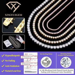 Cadena y Pulsera de Tenis de Plata de Ley 925 Chapada en Oro con Moissanita Iced Hip Hop de 2mm, 3mm, 4mm, 5mm, 6mm para Mujer, Certificada GRA - Product Image 3