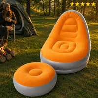 Fauteuil gonflable pliable d'extérieur floqué, chaise longue de camping portable avec repose-pieds ottoman en PVC inclinable