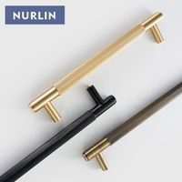 Nurlin laiton porte Double simple face linéaire rayé barre de traction porte en bois porte en verre salle de douche appareil de cuisine or mat noir