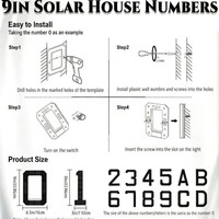 Plaque de numéro de maison solaire étanche de 9 pouces avec indice de protection IP54, éclairage numérique ABCD, best-seller pour l'extérieur
