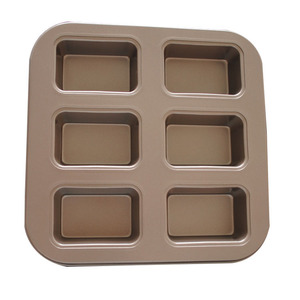 Gold Square 6 Cup Mini Pound Cake Mold Baking Pan For Home Use - Product Image 3