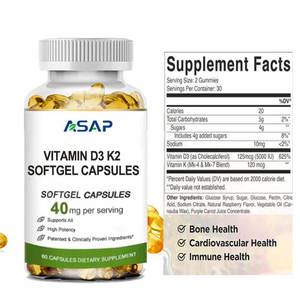 Cápsulas de Gel Suave de Vitamina D3 K2 OEM ASAP, Apoyo Inmunológico, Calcio, Suplemento de Grado Alimenticio para Adultos - Product Image 2