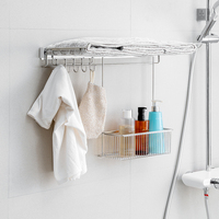 Porte-serviettes télescopique en acier inoxydable, fixation murale sans perçage, étagère à serviettes réglable pour salle de bain, toilettes, rangement