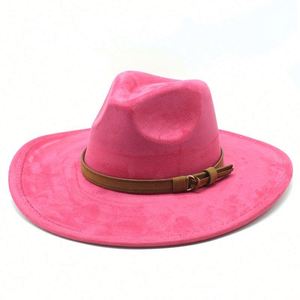 Chapeau Fedora en Daim Tendance Printemps-Automne Nouveauté Femme Homme Événements Chapeaux Fedora à Large Bord pour Femmes - Product Image 6