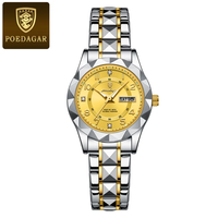 POEDAGAR Montres à quartz pour femmes en acier et or rose 782 Bijoux de luxe Montre étanche et lumineuse pour femmes