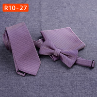 Ensemble de trois pièces de style dramatique coréen pour hommes tenue d'affaires professionnelle décontractée comprenant un carré de poche en polyester pour gilet et cravate