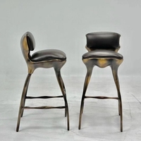 Tabouret de bar haut en métal de style rétro moderne et luxueux, en laiton, pour bar à domicile, comptoir, îlot de cuisine, restaurant, usage commercial