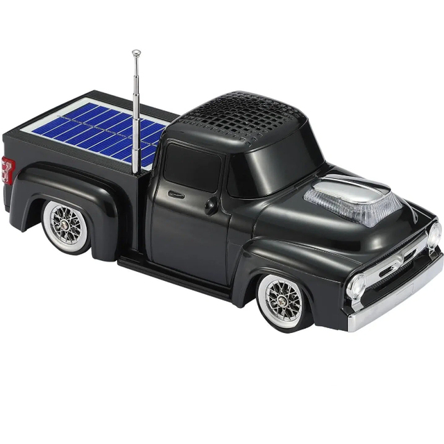 Alecter Solar Vintage Style Pickup Truck Wireless Speaker Bluetooth TF/U Disk 66mm 1200mAh Battery-Portable Solar Panel LED