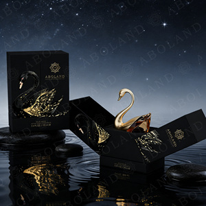Boîte à parfum ABOLAND, rigide, noire, avec motif cygne en feuille d'or, 100 ml, eau de parfum, emballage cosmétique, boîte cadeau haut de gamme - Product Image 4