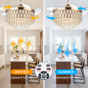 Y313 Vô Hình Châu Âu LED <span class=keywords><strong>Fan</strong></span> Ánh Sáng Sang Trọng 42 Inch Quạt Trần Ánh Sáng Vàng Pha Lê Có Thể Thu Vào <span class=keywords><strong>Fan</strong></span> Ánh Sáng Và Điều Khiển Từ Xa - Product Image 2