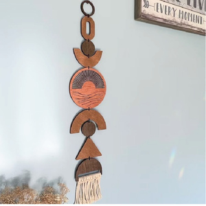Pendentif <span class=keywords><strong>mural</strong></span> moderne en bois à suspendre pour décoration intérieure, lune ou soleil - Product Image 2