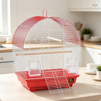 Cage à oiseaux à dôme en métal et plastique, design multi-niveaux, perchoirs en bois, mangeoires transparentes, plateau en plastique - Utilisation intérieure/extérieure