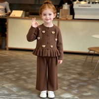Ensemble de vêtements pour bébé fille, style coréen, automne, pull en tricot à manches longues avec motif d'ours mignon et pantalon décontracté
