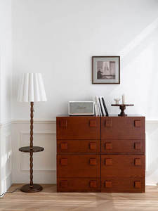 Buffet modulaire de luxe en bois massif de chêne de style mi-siècle, en contreplaqué, style wabi-sabi, pour hôtel, maison, salon, salle à manger, chambre à coucher - Product Image 1