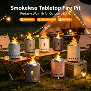 Barbecue sans fumée à double combustible (pellets <span class=keywords><strong>de</strong></span> <span class=keywords><strong>bois</strong></span>/<span class=keywords><strong>bois</strong></span> épié) avec foyer autoportant en acier pour usage extérieur et intérieur - Product Image 2
