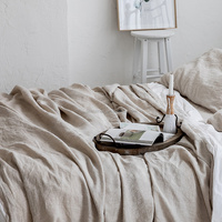 Ensemble de drap de lit en lin massif Vintage minimaliste de haute qualité avec taie d'oreiller draps jumeaux simples reine roi taille