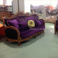 Juego de Sofás de Madera Antiguos y de Terciopelo Morado de Arabia Saudita OE-FASHION / Sofá de Madera Turco / Sofá de Madera Egipcio