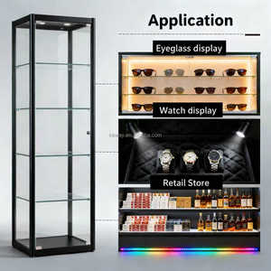 KEWAY Vitrina de Cristal de Visión Completa Personalizada al por Mayor Gabinete de Exhibición de Lujo en Negro Vitrina de Cristal para Tienda - Product Image 4