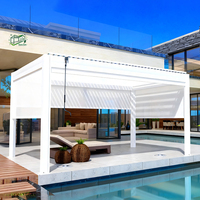 Gazebos de pergolas en aluminium imperméables réglables Toit à persiennes détaché inspiré de la nature pour la piscine de patio d'arrière-cour