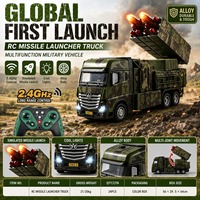 Camion lanceur de missiles militaire télécommandé 2,4 GHz, corps en plastique, jouet véhicule RC, lancement de missiles simulé, lumières LED