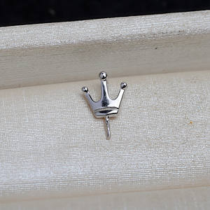 Pendentif couronne en argent S925 pour collier, accessoire de style simple, support de perle vide brillant, produit semi-fini pour perles en vrac - Product Image 3