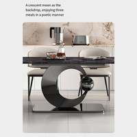 Table à manger rectangulaire noire 6 places en pierre, fabrication chinoise, pour salle à manger