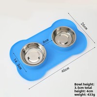 Bol pour chien pliable en silicone et acier inoxydable grande taille 2-en-1, distributeur de nourriture à contrôle de portion, en forme d'os, antidérapant, étanche et portable
