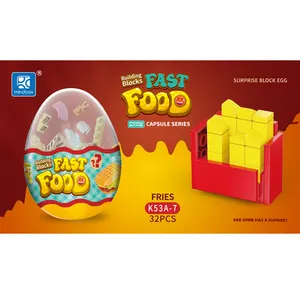 Mindbox k53a plástico construção criativa bock brinquedos para crianças fast food mini bolo surpresa ovo cápsula caixa cega pacote doces brinquedos