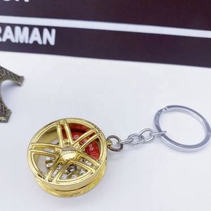 Wheel Rims Keychain Car Wheel Hub Keyring Zinc Alloy Key Chain Wheel Rim With Brake <b>Discs</b> Car Key Pendant - Product Image 5