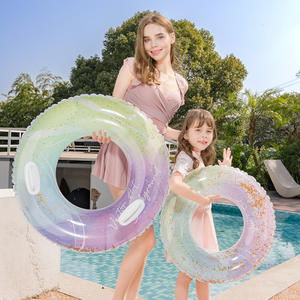 Flotador Inflable con Diseño de Pintura a Tinta con Lentejuelas, Anillo de Natación Engrosado para Piscina y Parque Acuático, Uso Unisex para Adultos, Ecológico - Product Image 1