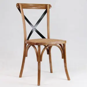 Prezzo all'ingrosso di legno croce sedie posteriori in legno in metallo per il matrimonio