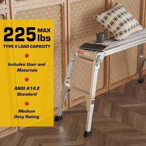 Plateforme de travail en aluminium de grande taille DB, établi pliable portable avec une largeur de 40 pouces et une hauteur de 22 à 27,5 pouces, pieds télescopiques - Product Image 3