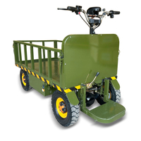 Chariot de transport électrique à 4 roues vert olive, 800W de puissance, véhicule utilitaire agricole robuste, chariot de transport tout-terrain