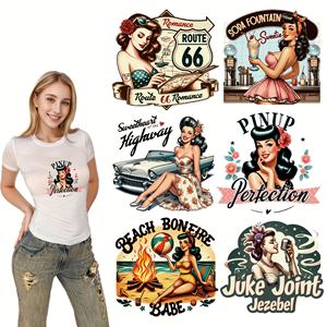 Autocollants personnalisés pour transfert thermique avec des motifs de dessins animés lavables en caoutchouc et PET pour t-shirts - Product Image 1