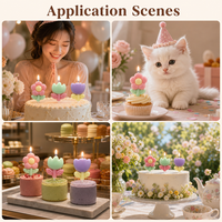 Premium 3-teiliges Blumen-Themen Kuchendekorations-Set Niedliche Tulpen- und Gänseblümchen-förmige Dessert-Topper für Geburtstagsfeiern