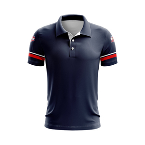 Custom Men's Heritage Rugby Polo Shirt Navy <b>Red</b> White Chevron Retro Supporter Top League Club Wear - Product Image 4