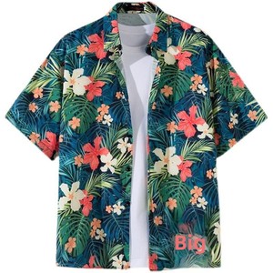 Kango Hawaiian-print Short-sleeve Polyester <strong>Shirt</strong> for <strong>Men</strong> Summer Thai Resort Beach Style Loose-fitting Floral-<strong>patterned</strong> Machine - Product Image 1