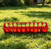 Mangeoire à bascule classique pour poussins et volailles, durable, à bords lisses, pour animaux de ferme, avec 12/18/28 ouvertures, pour grange, utilisation fiable